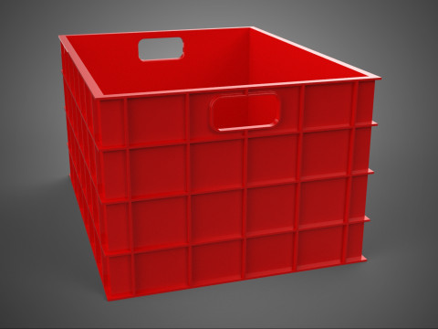 मानक खाली लाल कंटेनर उपयोगिता भंडारण प्लास्टिक क्रेट बॉक्स 3D मॉडल