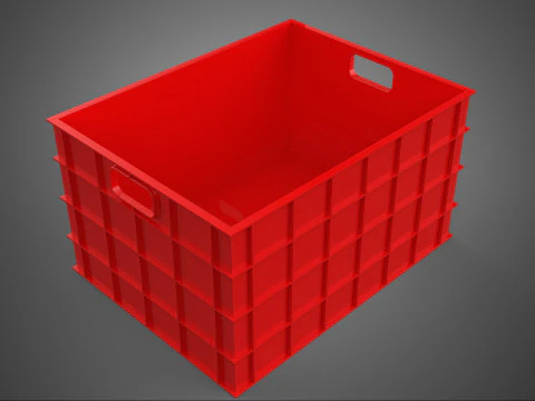 STANDARD EMPTY RED CONTAINER UTILITY STORAGE PLASTIC CRATE BOX 3D Model