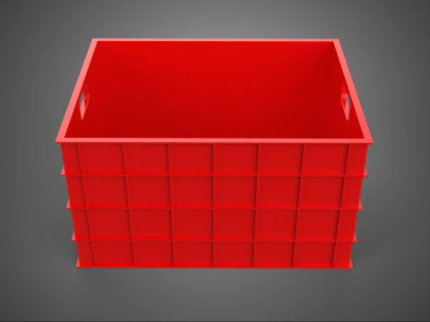 STANDARD EMPTY RED CONTAINER UTILITY STORAGE PLASTIC CRATE BOX 3D Model