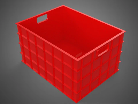 STANDARD EMPTY RED CONTAINER UTILITY STORAGE PLASTIC CRATE BOX 3D Model