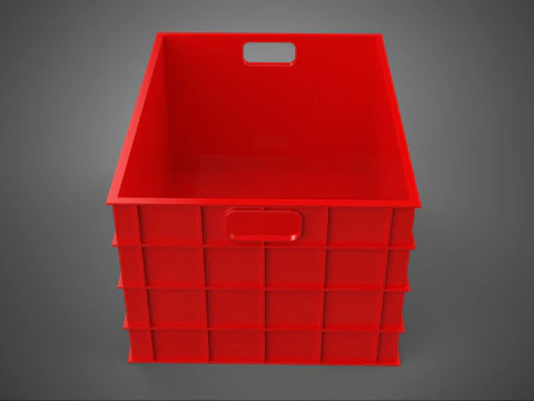 STANDARD EMPTY RED CONTAINER UTILITY STORAGE PLASTIC CRATE BOX 3D Model