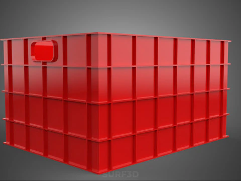STANDARD EMPTY RED CONTAINER UTILITY STORAGE PLASTIC CRATE BOX 3D Model