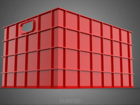 STANDARD EMPTY RED CONTAINER UTILITY STORAGE PLASTIC CRATE BOX 3D Model