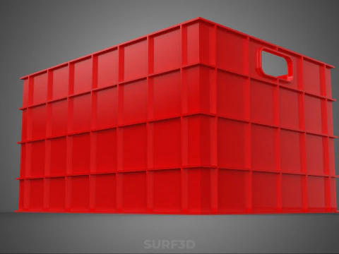 STANDARD EMPTY RED CONTAINER UTILITY STORAGE PLASTIC CRATE BOX 3D Model