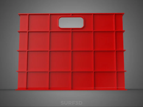 STANDARD EMPTY RED CONTAINER UTILITY STORAGE PLASTIC CRATE BOX 3D Model