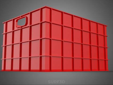 표준 빈 빨간색 컨테이너 유틸리티 보관 플라스틱 상자 상자 3D 모델