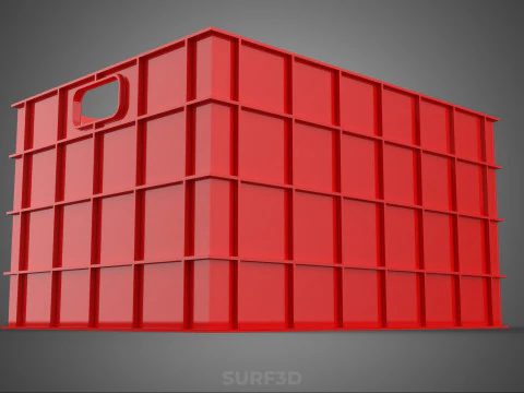 STANDARD EMPTY RED CONTAINER UTILITY STORAGE PLASTIC CRATE BOX 3D Model