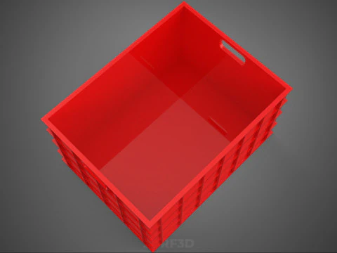 STANDARD EMPTY RED CONTAINER UTILITY STORAGE PLASTIC CRATE BOX 3D Model