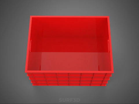 STANDARD EMPTY RED CONTAINER UTILITY STORAGE PLASTIC CRATE BOX 3D Model