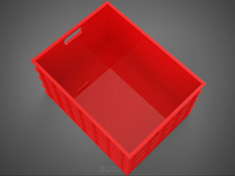 STANDARD EMPTY RED CONTAINER UTILITY STORAGE PLASTIC CRATE BOX 3D Model