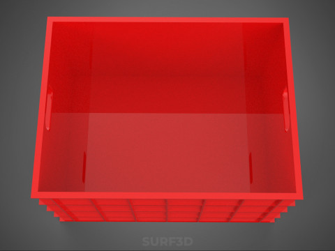 표준 빈 빨간색 컨테이너 유틸리티 보관 플라스틱 상자 상자 3D 모델