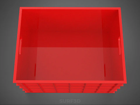 STANDARD EMPTY RED CONTAINER UTILITY STORAGE PLASTIC CRATE BOX 3D Model