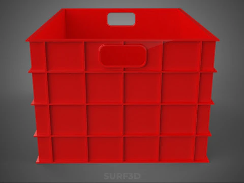 STANDARD EMPTY RED CONTAINER UTILITY STORAGE PLASTIC CRATE BOX 3D Model