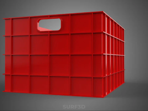 STANDARD EMPTY RED CONTAINER UTILITY STORAGE PLASTIC CRATE BOX 3D Model