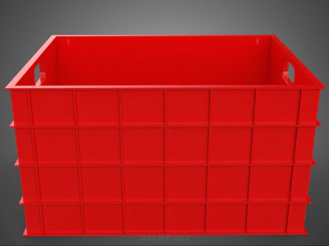 STANDARD EMPTY RED CONTAINER UTILITY STORAGE PLASTIC CRATE BOX 3D Model