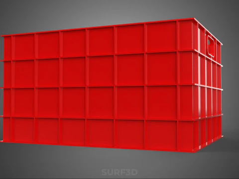 STANDARD EMPTY RED CONTAINER UTILITY STORAGE PLASTIC CRATE BOX 3D Model