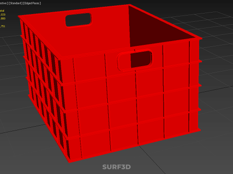 표준 빈 빨간색 컨테이너 유틸리티 보관 플라스틱 상자 상자 3D 모델