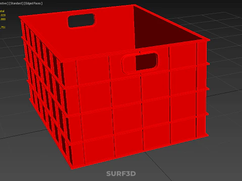 STANDARD EMPTY RED CONTAINER UTILITY STORAGE PLASTIC CRATE BOX 3D Model