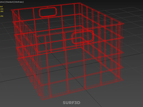 표준 빈 빨간색 컨테이너 유틸리티 보관 플라스틱 상자 상자 3D 모델