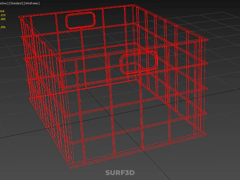STANDARD EMPTY RED CONTAINER UTILITY STORAGE PLASTIC CRATE BOX 3D Model