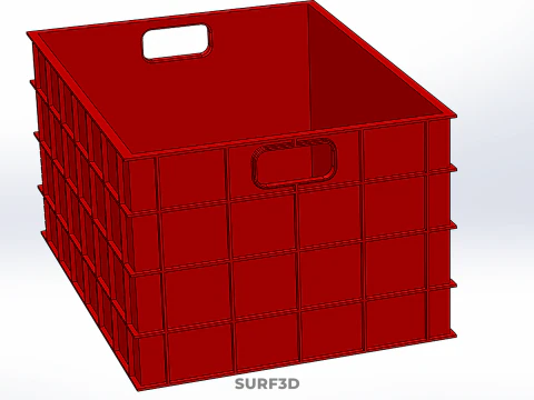 STANDARD EMPTY RED CONTAINER UTILITY STORAGE PLASTIC CRATE BOX 3D Model