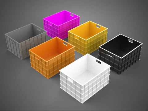 STANDARD YELLOW PURPLE ORANGE WHITE BLACK GRAY PLASTIC CRATE BOX 3D Model