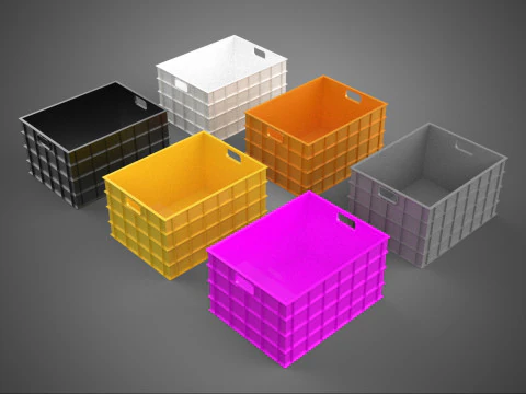 STANDARD YELLOW PURPLE ORANGE WHITE BLACK GRAY PLASTIC CRATE BOX 3D Model