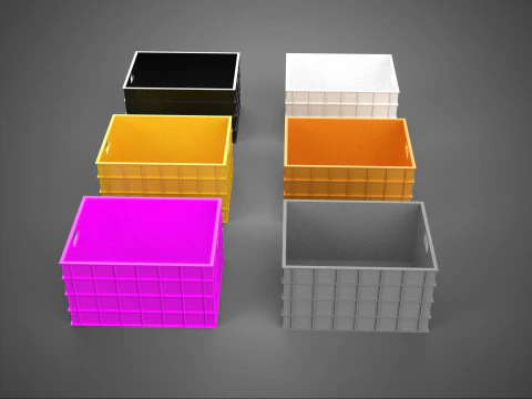 STANDARD YELLOW PURPLE ORANGE WHITE BLACK GRAY PLASTIC CRATE BOX 3D Model