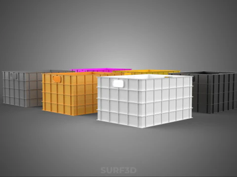 STANDARD YELLOW PURPLE ORANGE WHITE BLACK GRAY PLASTIC CRATE BOX 3D Model