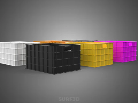 STANDARD YELLOW PURPLE ORANGE WHITE BLACK GRAY PLASTIC CRATE BOX 3D Model