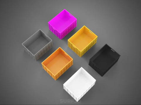 STANDARD YELLOW PURPLE ORANGE WHITE BLACK GRAY PLASTIC CRATE BOX 3D Model
