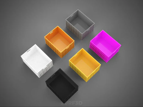 STANDARD YELLOW PURPLE ORANGE WHITE BLACK GRAY PLASTIC CRATE BOX 3D Model