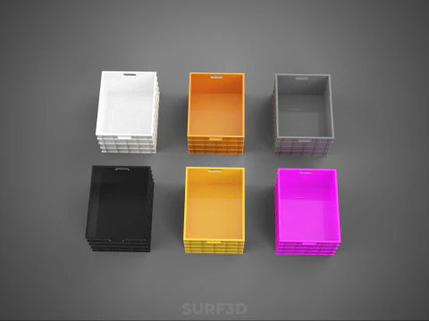 STANDARD YELLOW PURPLE ORANGE WHITE BLACK GRAY PLASTIC CRATE BOX 3D Model