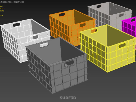 STANDARD YELLOW PURPLE ORANGE WHITE BLACK GRAY PLASTIC CRATE BOX 3D Model