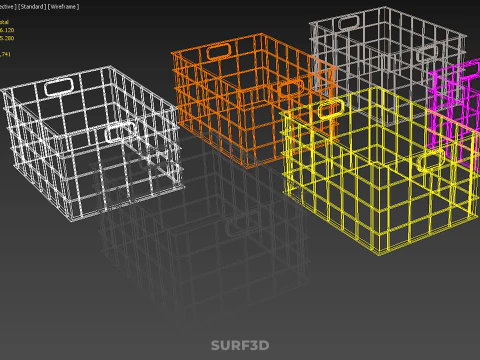 STANDARD YELLOW PURPLE ORANGE WHITE BLACK GRAY PLASTIC CRATE BOX 3D Model
