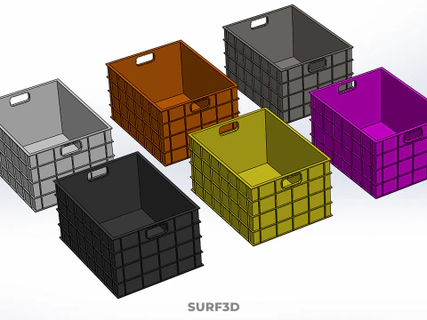 STANDARD YELLOW PURPLE ORANGE WHITE BLACK GRAY PLASTIC CRATE BOX 3D Model