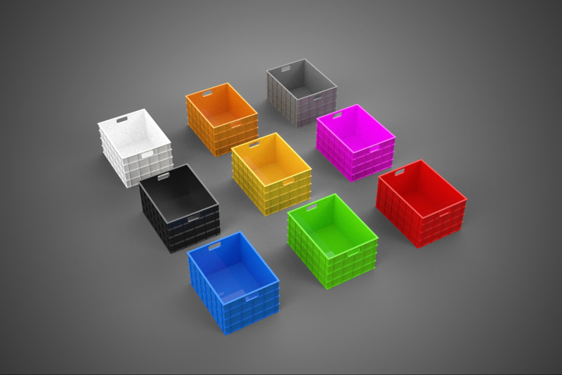 COLLECTION STANDARD COLORFUL PLASTIC CRATE BOX CONTAINER STORAGE 3D Model .c4d .max .obj .3ds .fbx .stl .blend 