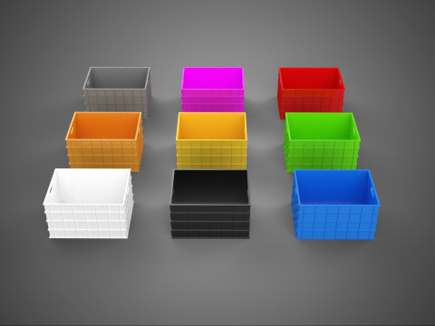 COLLECTION STANDARD COLORFUL PLASTIC CRATE BOX CONTAINER STORAGE 3D Model