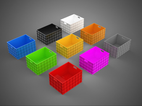 COLLECTION STANDARD COLORFUL PLASTIC CRATE BOX CONTAINER STORAGE 3D Model