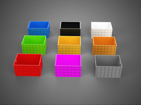 COLLECTION STANDARD COLORFUL PLASTIC CRATE BOX CONTAINER STORAGE 3D Model