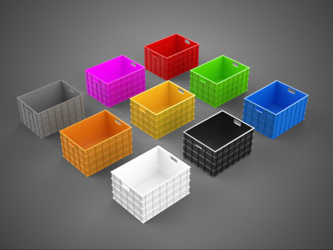 COLLECTION STANDARD COLORFUL PLASTIC CRATE BOX CONTAINER STORAGE 3D Model
