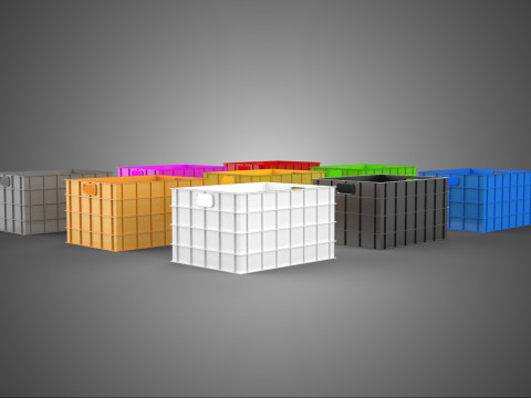 COLLECTION STANDARD COLORFUL PLASTIC CRATE BOX CONTAINER STORAGE 3D Model