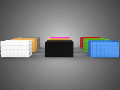 COLLECTION STANDARD COLORFUL PLASTIC CRATE BOX CONTAINER STORAGE 3D Model