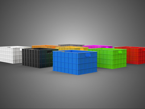 COLLECTION STANDARD COLORFUL PLASTIC CRATE BOX CONTAINER STORAGE 3D Model
