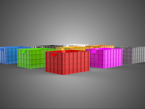 COLLECTION STANDARD COLORFUL PLASTIC CRATE BOX CONTAINER STORAGE 3D Model