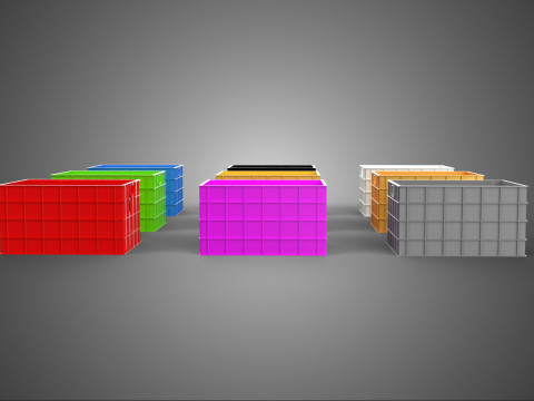 COLLECTION STANDARD COLORFUL PLASTIC CRATE BOX CONTAINER STORAGE 3D Model
