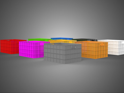 COLLECTION STANDARD COLORFUL PLASTIC CRATE BOX CONTAINER STORAGE 3D Model