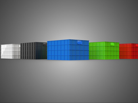 COLLECTION STANDARD COLORFUL PLASTIC CRATE BOX CONTAINER STORAGE 3D Model