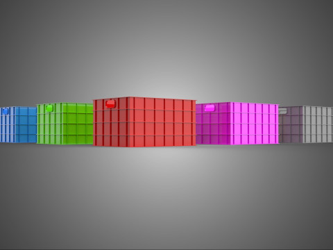 COLLECTION STANDARD COLORFUL PLASTIC CRATE BOX CONTAINER STORAGE 3D Model