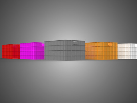 COLLECTION STANDARD COLORFUL PLASTIC CRATE BOX CONTAINER STORAGE 3D Model